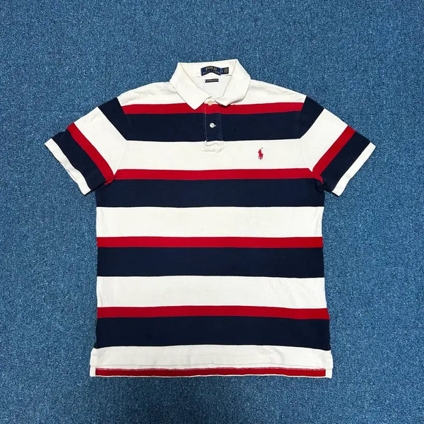 [BUNJANG] Polo Ralph Lauren Striped Short Sleeve Polo Shirt L / 폴로 랄프로렌 스트라이프 반팔 카라티 L