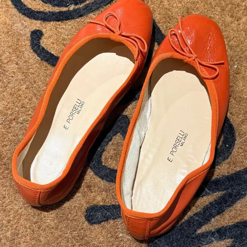 [BUNJANG] E. Porselli Orange Flat Shoes 37 / E.Porselli 포셀리 오렌지 플랫슈즈 37