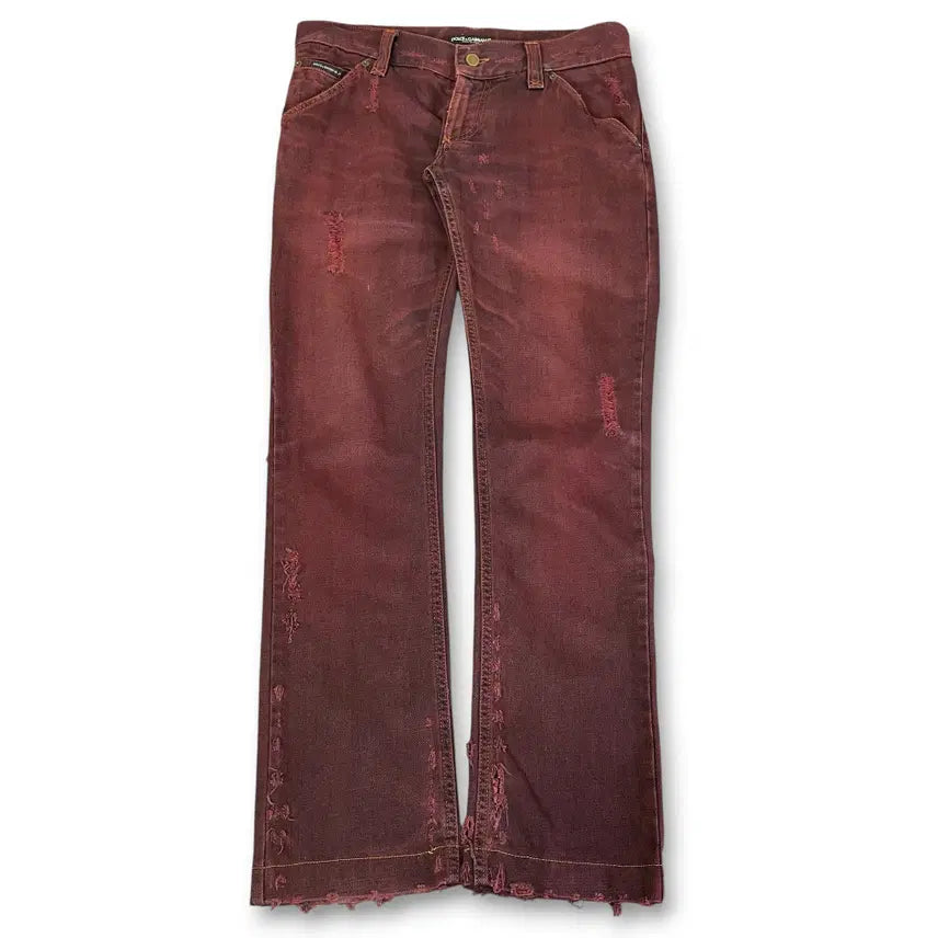 [BUNJANG] Dolce & Gabbana Burgundy Distressed Denim Jeans / (30) 돌체앤가바나 버건디 디스트로이드 데님