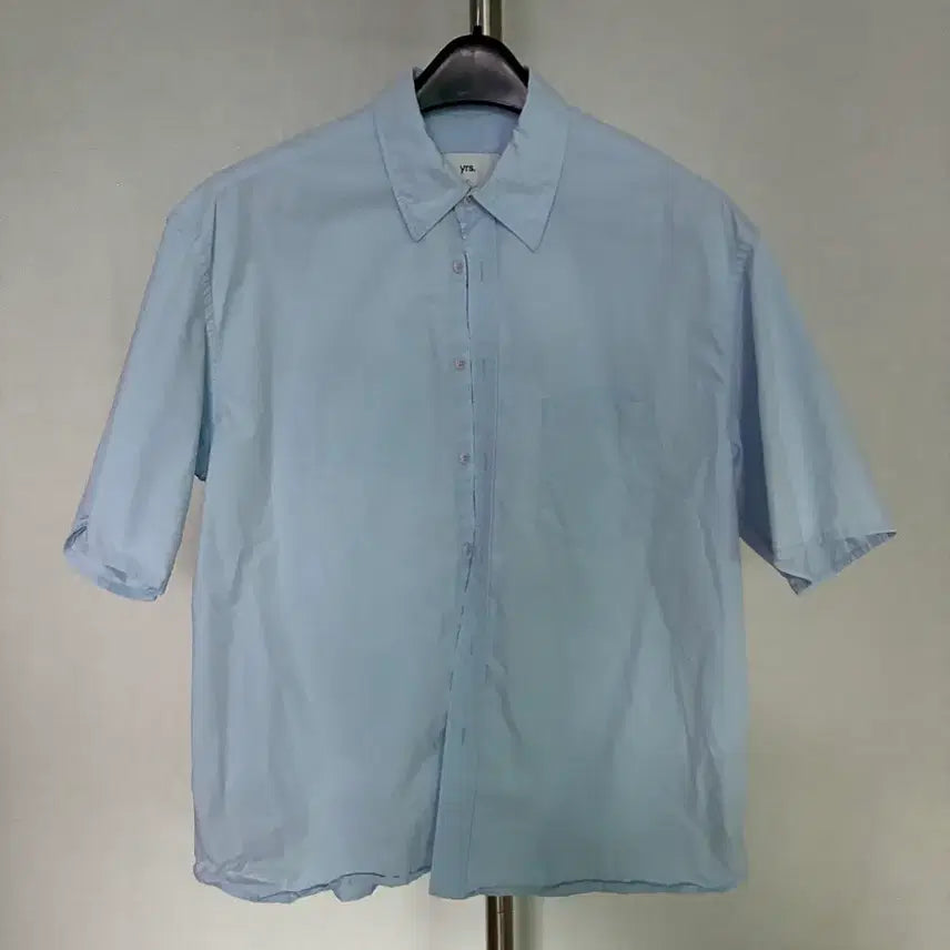 [BUNJANG] Years Ago Chalet Washed Cotton Drill Short Sleeve Shirt / 2) 이얼즈어고 샬렛 워시드 코튼 드릴 반팔 셔츠 삭스 sax