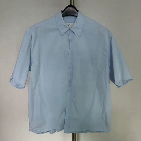[BUNJANG] Years Ago Chalet Washed Cotton Drill Short Sleeve Shirt / 2) 이얼즈어고 샬렛 워시드 코튼 드릴 반팔 셔츠 삭스 sax