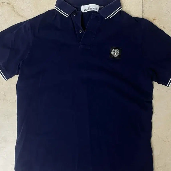 [BUNJANG] Stone Island Navy Short Sleeve Polo Shirt / 스톤아일랜드 네이비 반팔 카라티