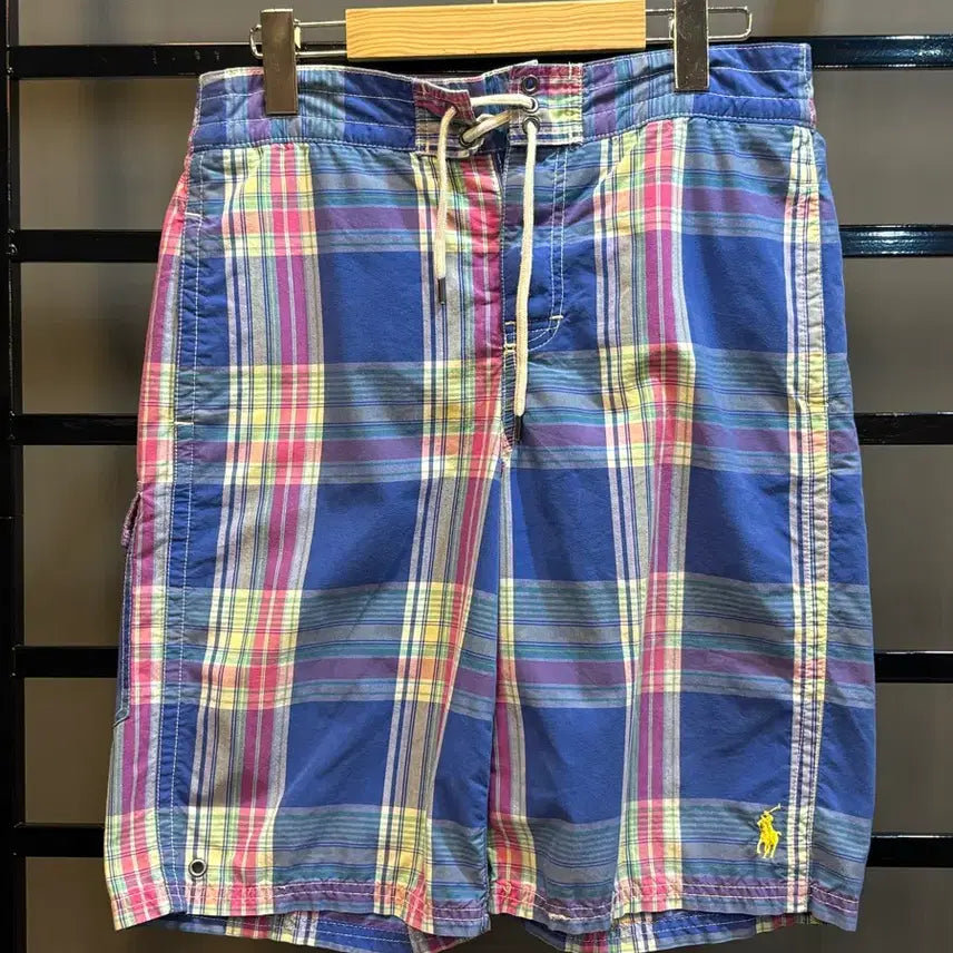 [BUNJANG] Polo by Ralph Lauren Blue Multi Check Swim Shorts / [L] 폴로 랄프로렌 체크 패턴 스윔팬츠 숏팬츠 3.5