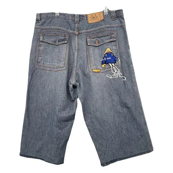 [BUNJANG] Vintage Embroidered 7/10 Denim Shorts / 빈티지 백 자수 7부 데님 반바지 36