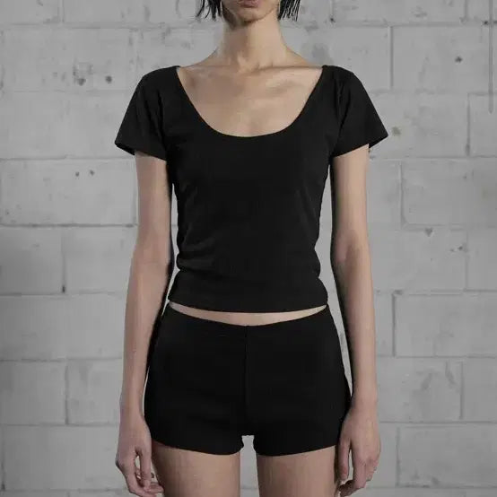 [BUNJANG] Bohemian Seoul Half Ribbed T-Shirt Black S / 보헤미안서울 하프 리브드 티 블랙 S