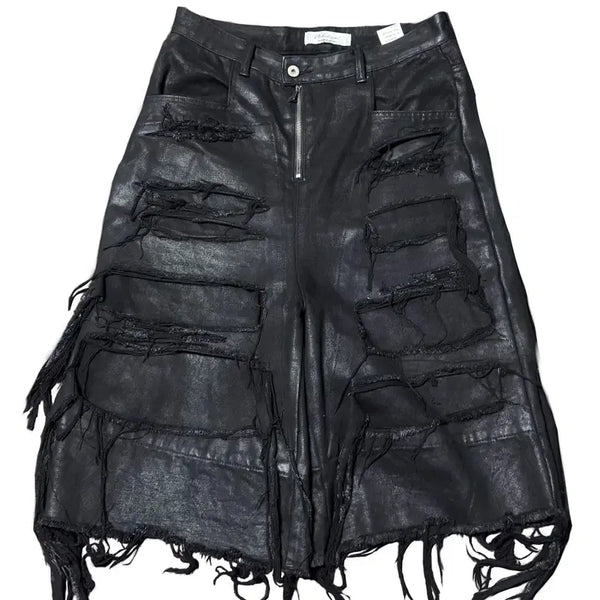 [BUNJANG] Wax Coated Denim Bermuda Shorts / 왁스 데님 버뮤다 팬츠