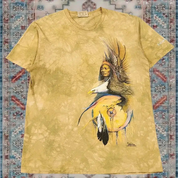 [BUNJANG] American Vintage 00's Native American Eagle Tie-Dye T-Shirt L / 미국 빈티지 00's 네이티브 인디언 독수리 타이다이 티셔츠 L