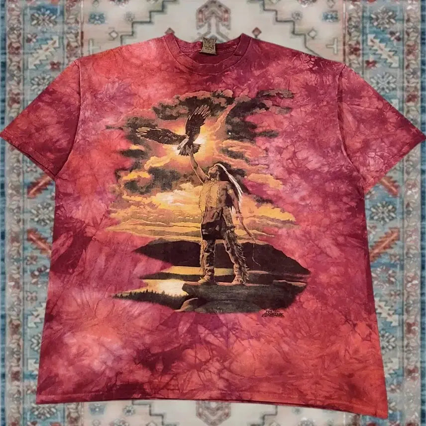 [BUNJANG] 1997 The Mountain Native Indian Eagle Tie-Dye T-Shirt XL / 미국 빈티지 97s 인디언 독수리 아트웍 타이다이 티셔츠 XL