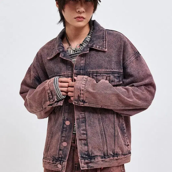 [BUNJANG] SEAWEAR by THE GENIUS Wine Oversized Denim Setup / 씨웨어 바이 더 지니어스 와인 오버사이즈 데님 셋업
