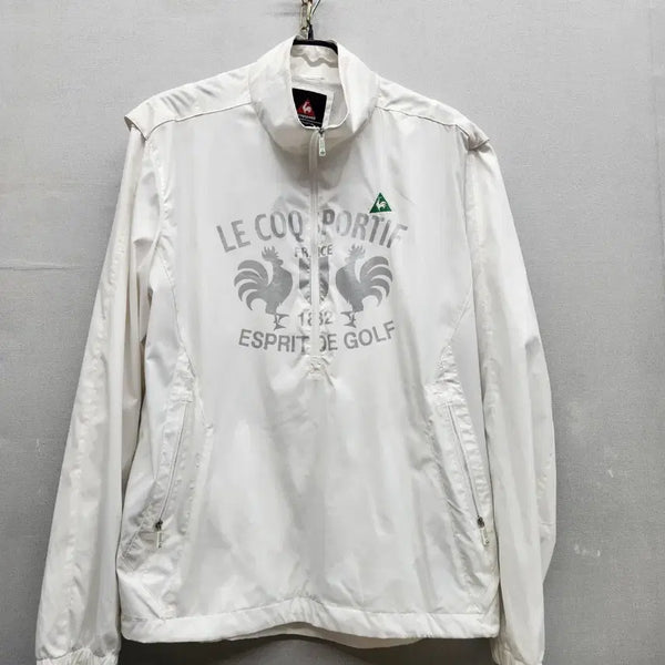 [BUNJANG] Le Coq Sportif Big Logo Anorak Windbreaker / 르꼬끄골프 빅로고 스트링/사이드지퍼 아노락 바람막이 L(XL)