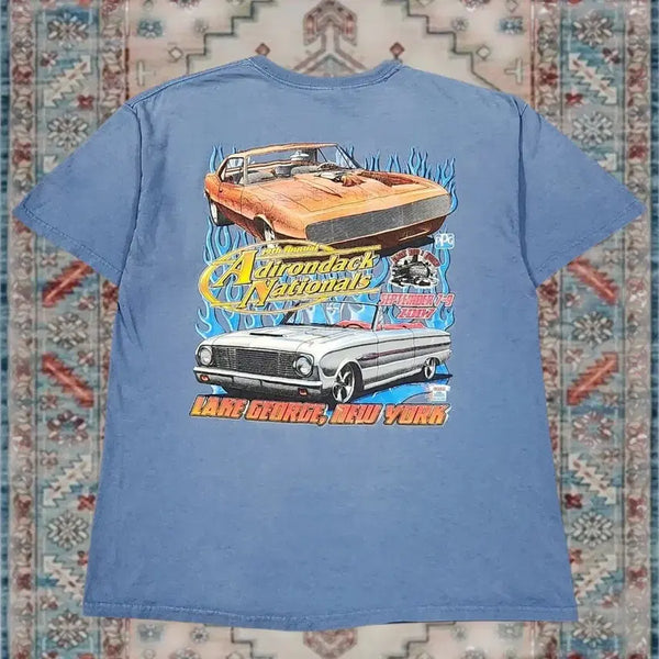 [BUNJANG] American Vintage 2007 Adirondack Nationals Car Show Blue Flame Graphic T-Shirt L / 미국 빈티지 07s 애디론댁 카쇼 블루 플레임 그래픽 티셔츠 L