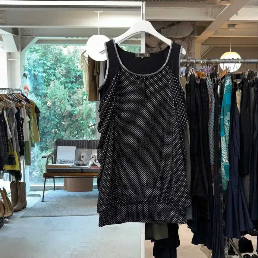 [BUNJANG] ATSURO TAYAMA Layered Polka Dot Dress / 아츠로 타야마 레이어드 도트 원피스