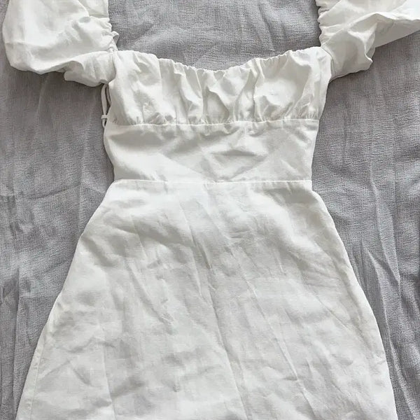 [BUNJANG] ZARA White Puff Sleeve Two-Way Off-Shoulder Mini Dress XS / 자라 화이트 퍼프소매 투웨이 오프숄더 미니드레스 xs 44
