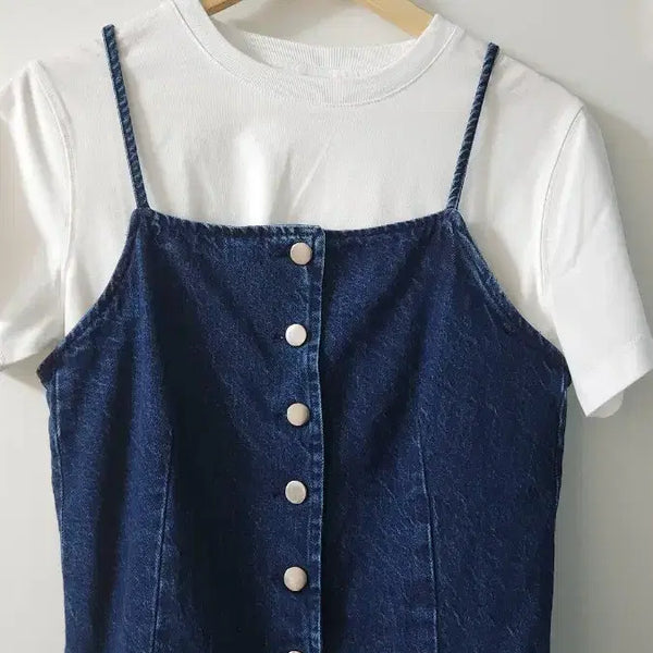 [BUNJANG] Dark Wash Denim Sleeveless Vest / 진청 나시 조끼