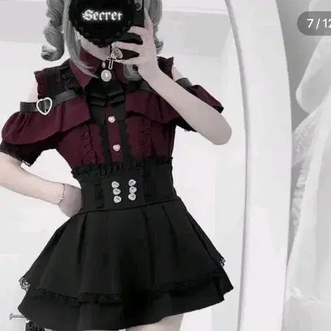 [BUNJANG] Subculture Sweet Encounter Set - Half-Sleeve Shirt and Skirt Set / 지뢰계 반팔 셔츠 + 치마 세트 서브컬쳐 스위터 엔카운터 세트