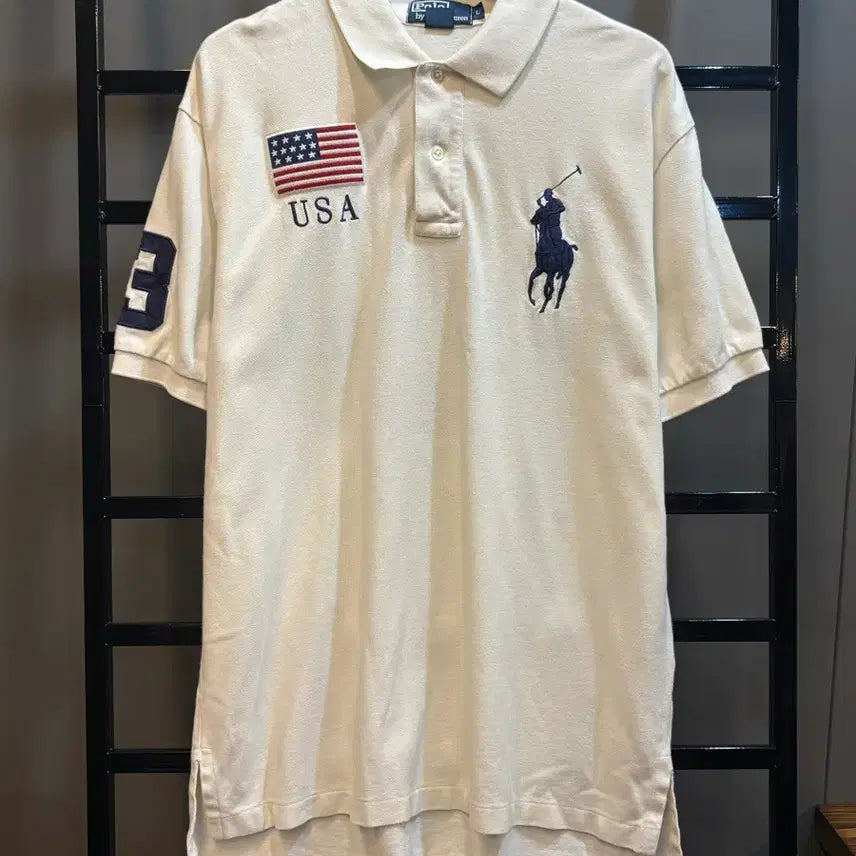 [BUNJANG] Polo Ralph Lauren Big Pony USA Flag Short Sleeve Polo Shirt / [L] 폴로 랄프로렌 빅포니 USA 성조기 반팔 카라티 12.9