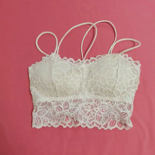 [BUNJANG] White Lace Wireless Soft Cup Bralette / 레이스 브라렛 속옷 흰색.와이어없음.소프트컵ㅇ.세탁ㅇ