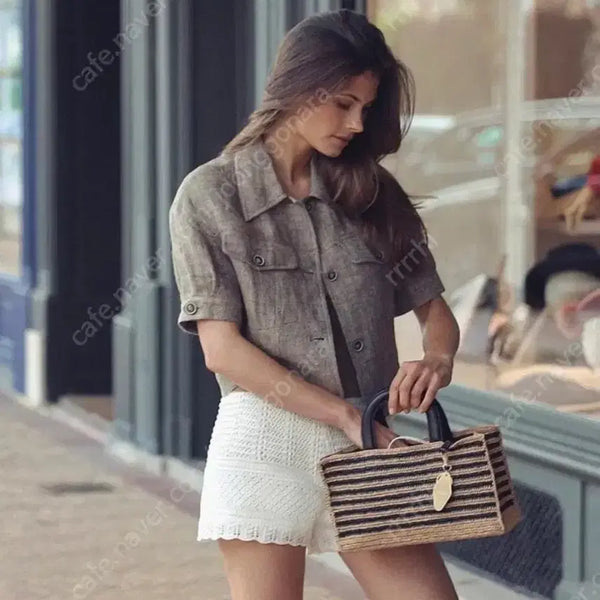 [BUNJANG] Elborne Nicole Raffia Tote Bag / 엘보른 니콜 라피아 토드백