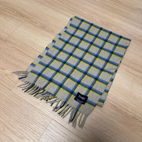 [BUNJANG] Drakes Wool Angora Check Scarf / 드레익스 Drakes 울앙고라 체크 머플러 스카프