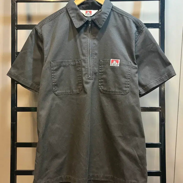 [BUNJANG] BEN DAVIS Black Half-Zip Short-Sleeve Work Shirt (L) / [L] 벤데이비스 블랙 하프집업 반팔 셔츠 워크셔츠 3.9