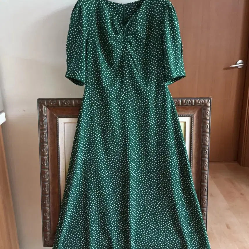 [BUNJANG] MIXXO Floral Puff Sleeve Dress (Green, Size M) / 새상품)미쏘 원피스 M