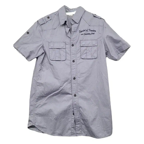 [BUNJANG] Jeep Light Gray Two-Pocket Short-Sleeve Shirt / 지프 라이트 그레이 투포켓 반팔 셔츠 95