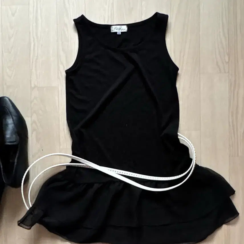 [BUNJANG] Vintage Chiffon Layered Sleeveless Dress / 빈티지 쉬폰 스커트 레이어드 슬리브리스 원피스
