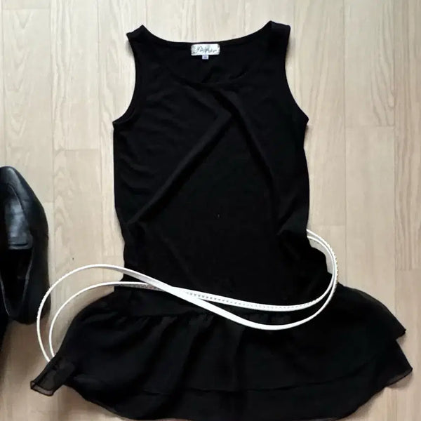 [BUNJANG] Vintage Chiffon Layered Sleeveless Dress / 빈티지 쉬폰 스커트 레이어드 슬리브리스 원피스