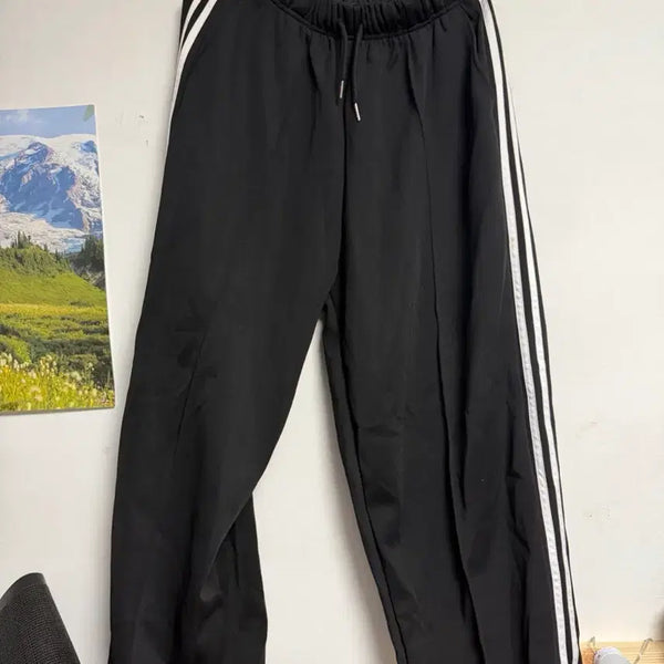 [BUNJANG] Sporty Track Wide Pants Black / 스포티트랙 와이드팬츠 블랙