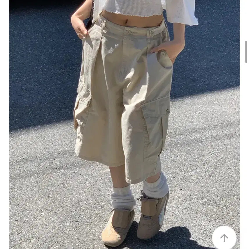 [BUNJANG] Wide Cargo Bermuda Pants / 와이드 카고 버뮤다 팬츠 s