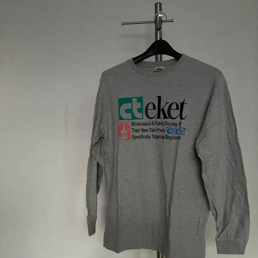 [BUNJANG] Teket Long Sleeve T-Shirt Grey / M) 테켓 teket 롱슬리브 긴팔 티셔츠 그레이