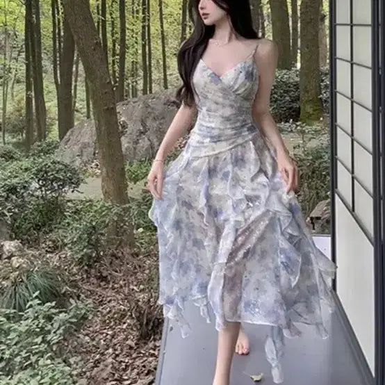 [BUNJANG] Flower Fairy Dress Watercolor Flower Dress / [고퀄 / 휴양지룩] 백설 flower fairy dress 수채화 플라워 원피스