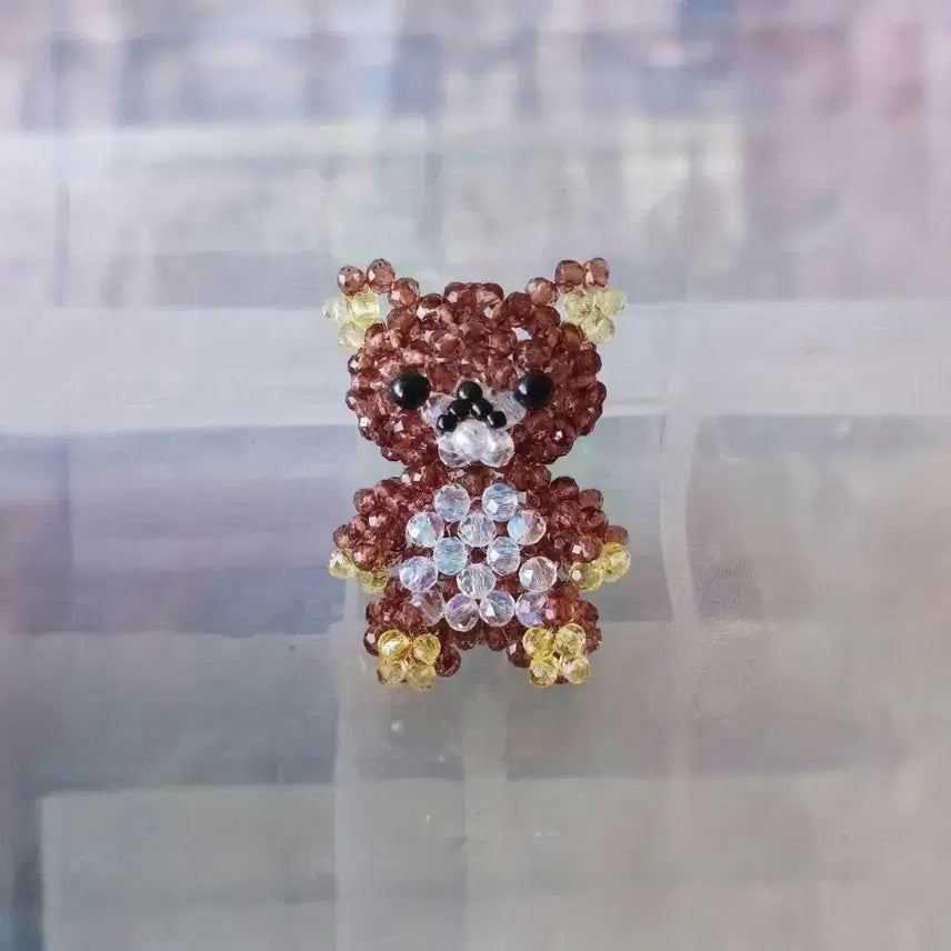 [BUNJANG] Beaded Bear Charm Keychain / 비즈 곰돌이 [키링/군번줄고리/폰줄]