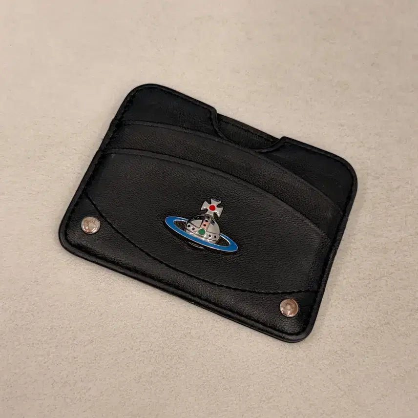 [BUNJANG] Vivienne Westwood Napa Leather Half Moon Card Holder Black / 비비안 웨스트우드 나파 레더 하프 문 카드 홀더 블랙
