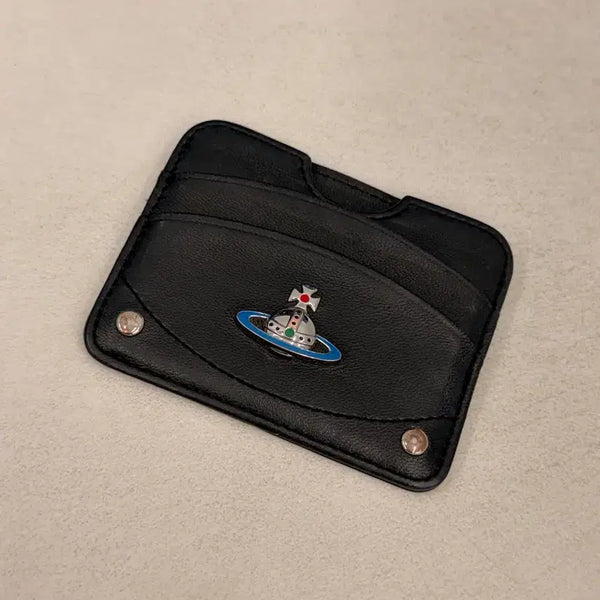 [BUNJANG] Vivienne Westwood Napa Leather Half Moon Card Holder Black / 비비안 웨스트우드 나파 레더 하프 문 카드 홀더 블랙
