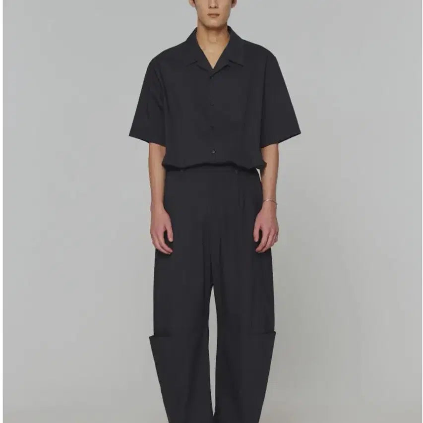 [BUNJANG] Amomento 25SS Half Sleeve Shirt Charcoal Black M / M) 아모멘토 25ss 하프 반팔 셔츠 차콜 블랙