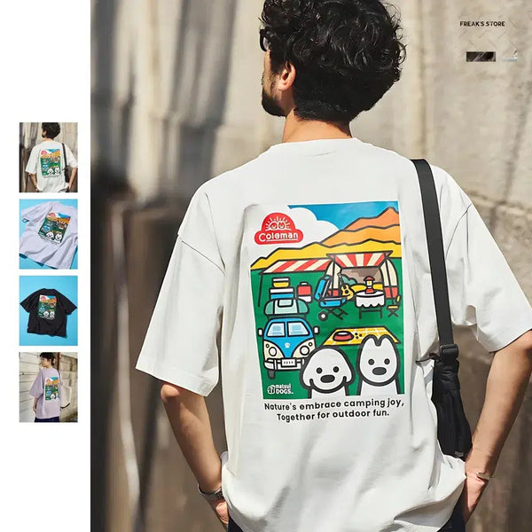 [BUNJANG] Freaks Store x Coleman Camping Joy Graphic Crewneck T-Shirt / 프릭스토어 별주 콜맨 캠핑조이 백프린트 크루넥 티셔츠