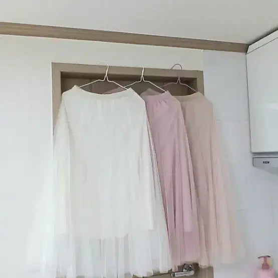 [BUNJANG] Set of 3 Chiffon Ballerina Long Skirts / (3개 세트) 샤 롱스커트 여신 발레리나 롱스커트 망사