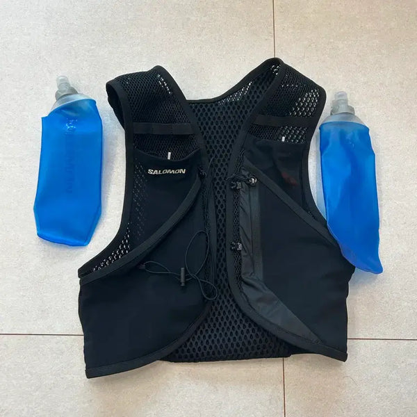 [BUNJANG] Salomon ActiveSkin4 Black L Hydration Vest with 2 Bottles / 살로몬 액티브스킨4 블랙 L(물통2개포함)