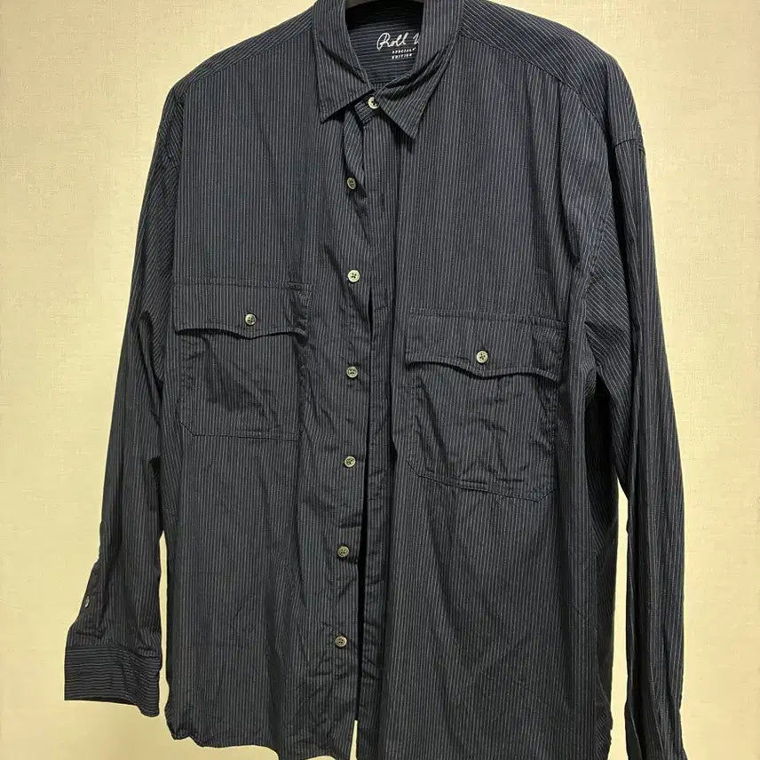 [BUNJANG] Porter Classic Striped Roll-Up Shirt Navy / L) 포터클래식 스트라이프 롤업 셔츠 네이비