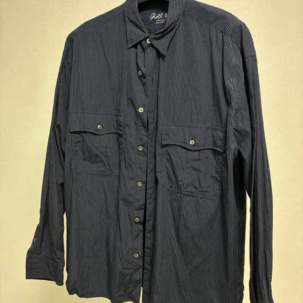 [BUNJANG] Porter Classic Striped Roll-Up Shirt Navy / L) 포터클래식 스트라이프 롤업 셔츠 네이비