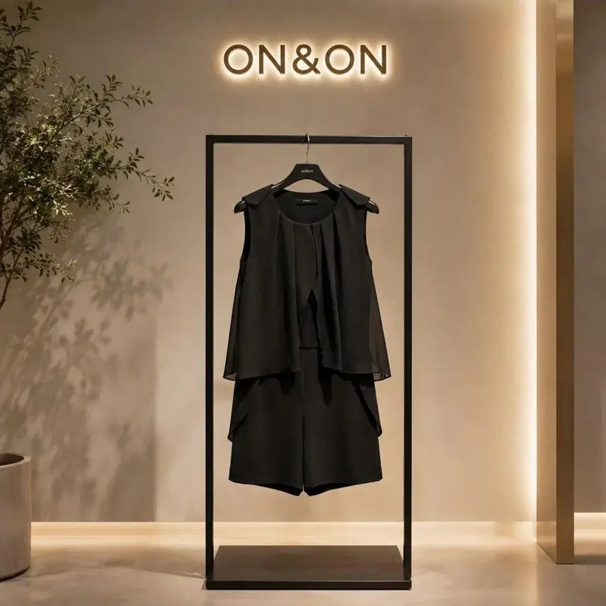 [BUNJANG] On&On Black Chiffon Layered Jumpsuit Size S / 온앤온(on&on) 블랙 쉬폰 레이어드 점프슈트 (사이즈 1 / S )