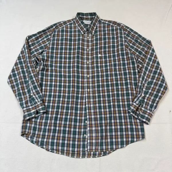 [BUNJANG] Burberrys of London Vintage Nova Check Gingham Horse Logo Embroidered Button-Down Shirt / L) 버버리 기마로고 타탄체크 버튼다운 셔츠