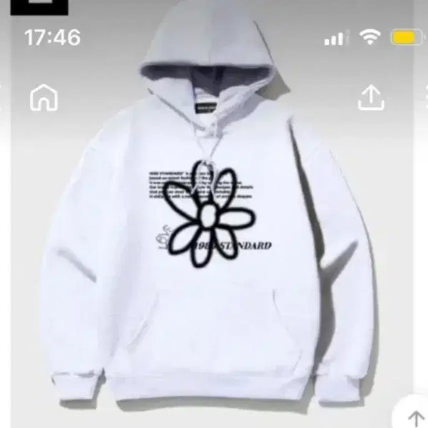 [BUNJANG] 1989 STANDARD BW Flower Hoodie White / 1989스탠다드 BW 플라워 후드티 화이트