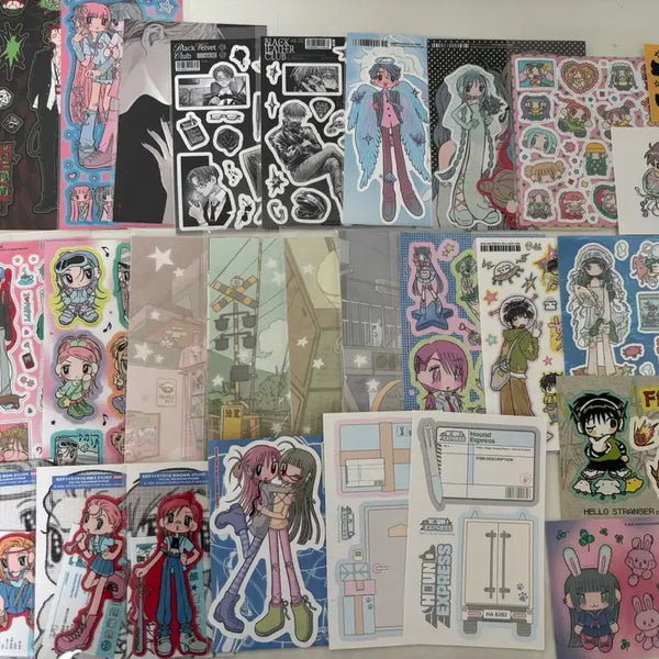 [BUNJANG] DIY Deco Stickers Bundle Set - Die-cut & Background Paper / 다꾸 인물스티커 모조지 일괄 키스컷띵 모조지띵 배경모조지