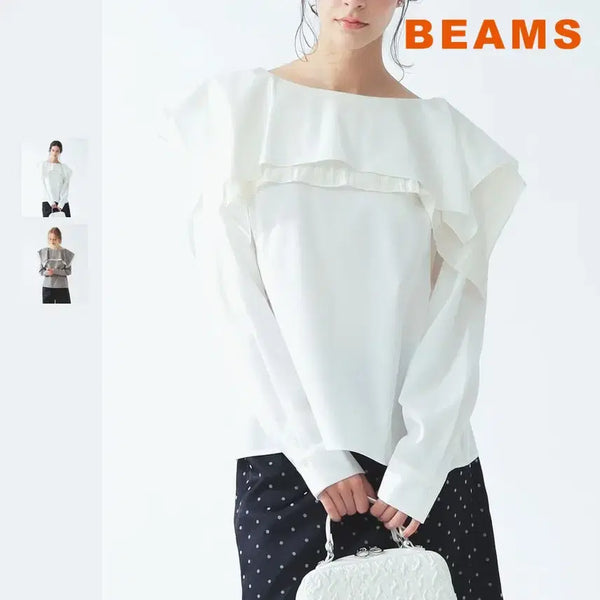 [BUNJANG] BEAMS Ray Square Cape Collar Blouse / 빔즈 레이 스퀘어 케이프 칼라 블라우스