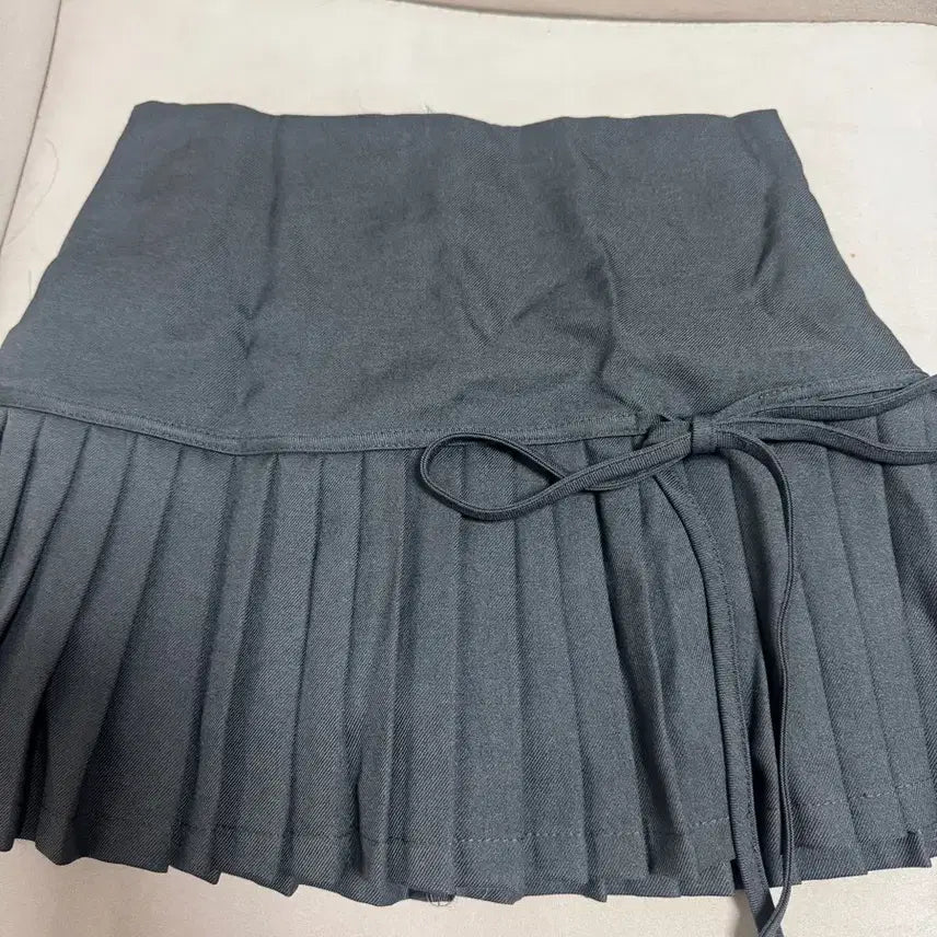 [BUNJANG] Ribbon Pleated Mini Skirt / 리본 플리츠 치마