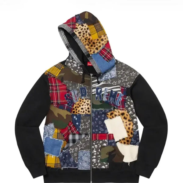 [BUNJANG] Supreme Patchwork Zip-Up Hoodie 22FW / 슈프림 패치워크 후드집업 22fw