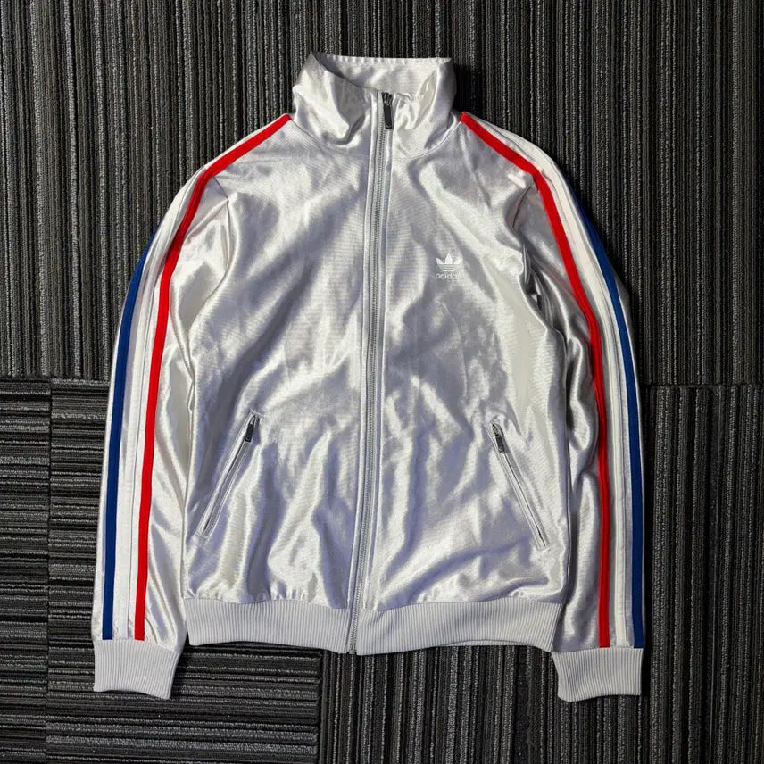 [BUNJANG] Adidas Firebird Silver Metallic 3-Stripes Track Top / 아디다스 파이어버드 실버 메탈릭 삼선 트랙탑