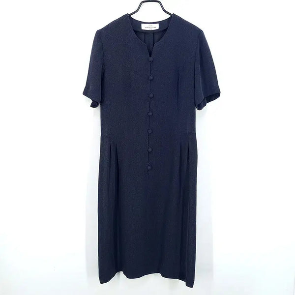 [BUNJANG] JUNEFUM Sheer Short-Sleeve Midi Dress Navy / JUNEFUM 여름 홑겹 얇은 시스루 반팔원피스 네이비 (HU46265)